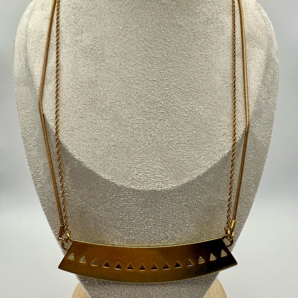 Madewell Metal Plate Triangle Cutout Necklace with Double Chains